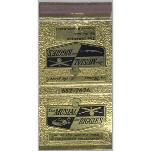 Front Strike Matchbook Cover Stan Musial and Biggies Restaurant Saint Louis MO